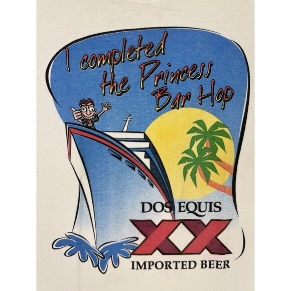 Vintage 90's Dos Equis Beer I Completed The Princess Cruise Bar Hop Promo Rare M - Picture 3 of 11